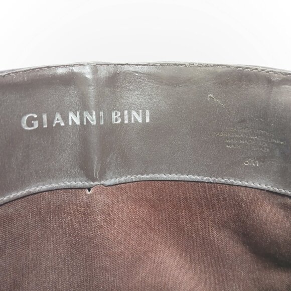 Gianni Bini Dark Brown Leather Knee High Stiletto Boots Women's 8 18¾" Shaft VG - Picture 2 of 15